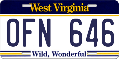 WV license plate OFN646