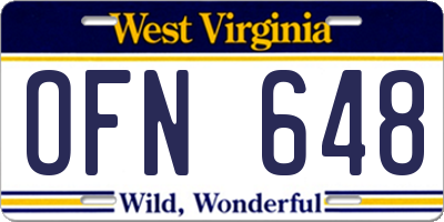 WV license plate OFN648