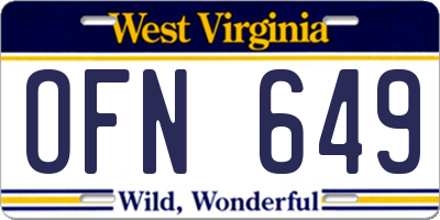 WV license plate OFN649