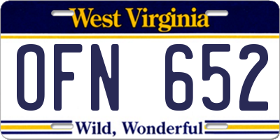 WV license plate OFN652
