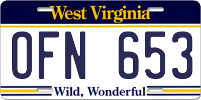 WV license plate OFN653