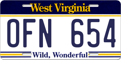 WV license plate OFN654