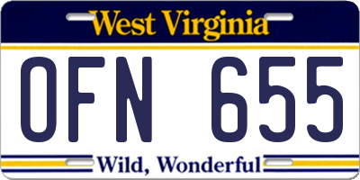 WV license plate OFN655