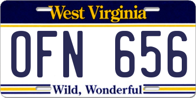WV license plate OFN656