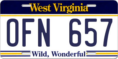 WV license plate OFN657