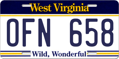 WV license plate OFN658