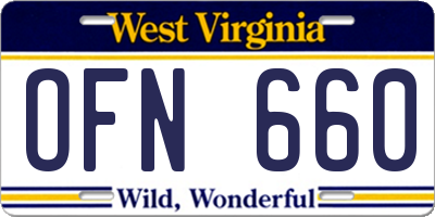 WV license plate OFN660