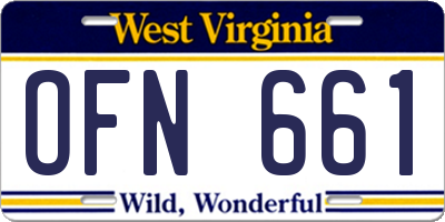 WV license plate OFN661