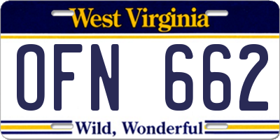WV license plate OFN662