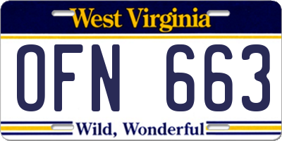WV license plate OFN663