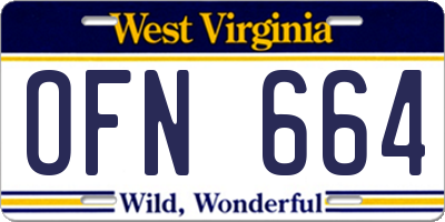 WV license plate OFN664