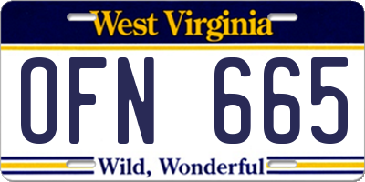 WV license plate OFN665