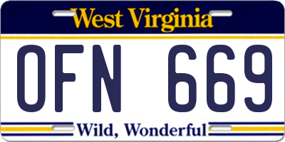 WV license plate OFN669