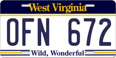 WV license plate OFN672