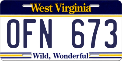 WV license plate OFN673