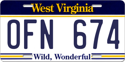 WV license plate OFN674