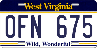 WV license plate OFN675