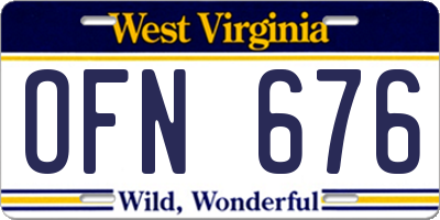 WV license plate OFN676
