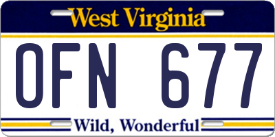 WV license plate OFN677
