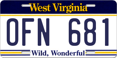 WV license plate OFN681