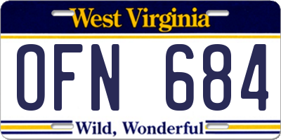 WV license plate OFN684
