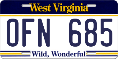 WV license plate OFN685