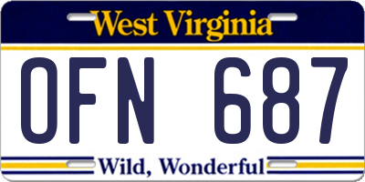 WV license plate OFN687
