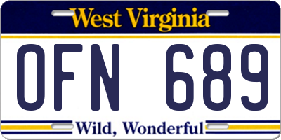 WV license plate OFN689