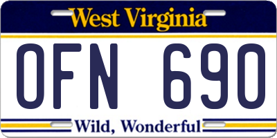 WV license plate OFN690