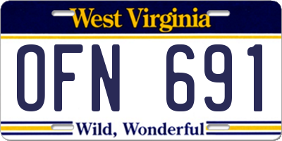 WV license plate OFN691