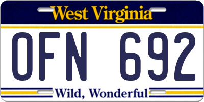WV license plate OFN692