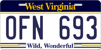 WV license plate OFN693