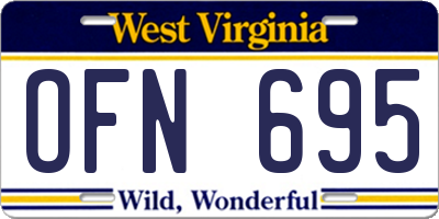 WV license plate OFN695