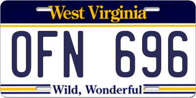 WV license plate OFN696