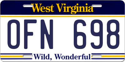 WV license plate OFN698