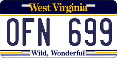 WV license plate OFN699
