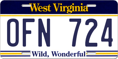 WV license plate OFN724
