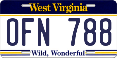 WV license plate OFN788