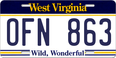 WV license plate OFN863