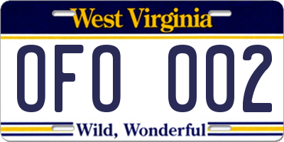 WV license plate OFO002