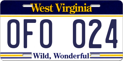 WV license plate OFO024