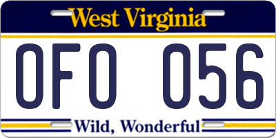 WV license plate OFO056