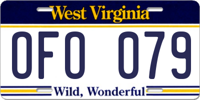 WV license plate OFO079