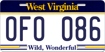 WV license plate OFO086