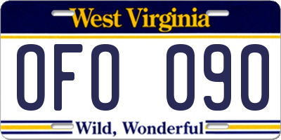 WV license plate OFO090