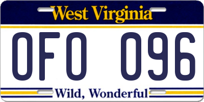 WV license plate OFO096