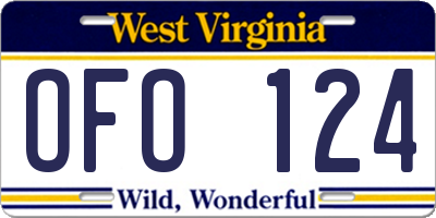 WV license plate OFO124