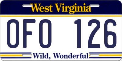 WV license plate OFO126