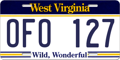 WV license plate OFO127