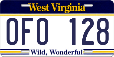 WV license plate OFO128